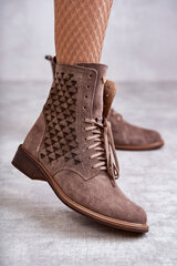 Lace-up suede boots Nicole 2751 Brown 22060-21 цена и информация | Женские сапоги | pigu.lt