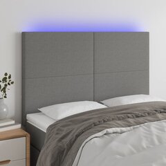 Galvūgalis su LED, Audinys, 144x5x118/128cm, tamsiai pilka цена и информация | Кровати | pigu.lt