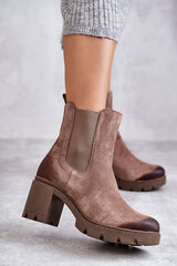 Women's Suede Platform Boots Beige Martine 22102-21 цена и информация | Женские сапоги | pigu.lt