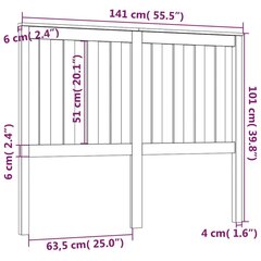 Lovos galvūgalis, baltas, 141x6x101cm, pušies medienos masyvas kaina ir informacija | Lovos | pigu.lt