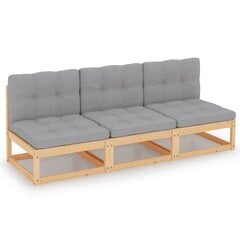 Trivietė sofa su pagalvėlėmis, ruda цена и информация | Садовые стулья, кресла, пуфы | pigu.lt