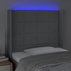 Galvūgalis su led, šviesiai pilkas, 103x16x118/128cm, audinys kaina ir informacija | Lovos | pigu.lt