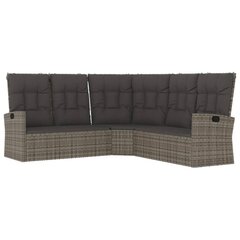 Atlošiama kampinė sofa su pagalvėlėmis, pilka, poliratanas цена и информация | Садовые стулья, кресла, пуфы | pigu.lt