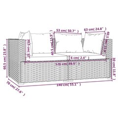 Lauko sofa, su pagalvėlėmis, juoda цена и информация | Садовые стулья, кресла, пуфы | pigu.lt