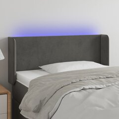 Galvūgalis su LED, Aksomas, 103x16x78/88cm, tamsiai pilka kaina ir informacija | Lovos | pigu.lt