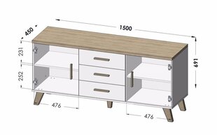 Komoda Cama Meble Lotta 150 2D3S, ruda/juoda kaina ir informacija | Komodos | pigu.lt