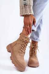 Leather Warm Lace-up Boots Beige Merisha 22722-21 цена и информация | Женские сапоги | pigu.lt