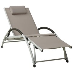 310531 Sun Lounger with Pillow Textilene Taupe kaina ir informacija | Gultai | pigu.lt