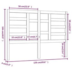 Lovos galvūgalis, pilkas, 126x4x104cm, pušies medienos masyvas kaina ir informacija | Lovos | pigu.lt