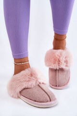 Women's Warm Slippers With Fur Beige and pink Franco 22819-21 цена и информация | Женские тапочки | pigu.lt