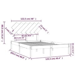 Lovos rėmas, Pušies medienos masyvas, 120x200cm, pilka kaina ir informacija | Lovos | pigu.lt