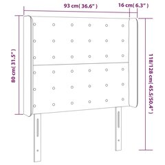 Изголовье со светодиодом, светло-серое, 93x16x118/128см, бархат цена и информация | Кровати | pigu.lt