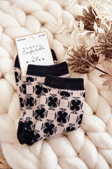 Women's warm socks with patterns beige and black 22921-142 цена и информация | Женские носки | pigu.lt