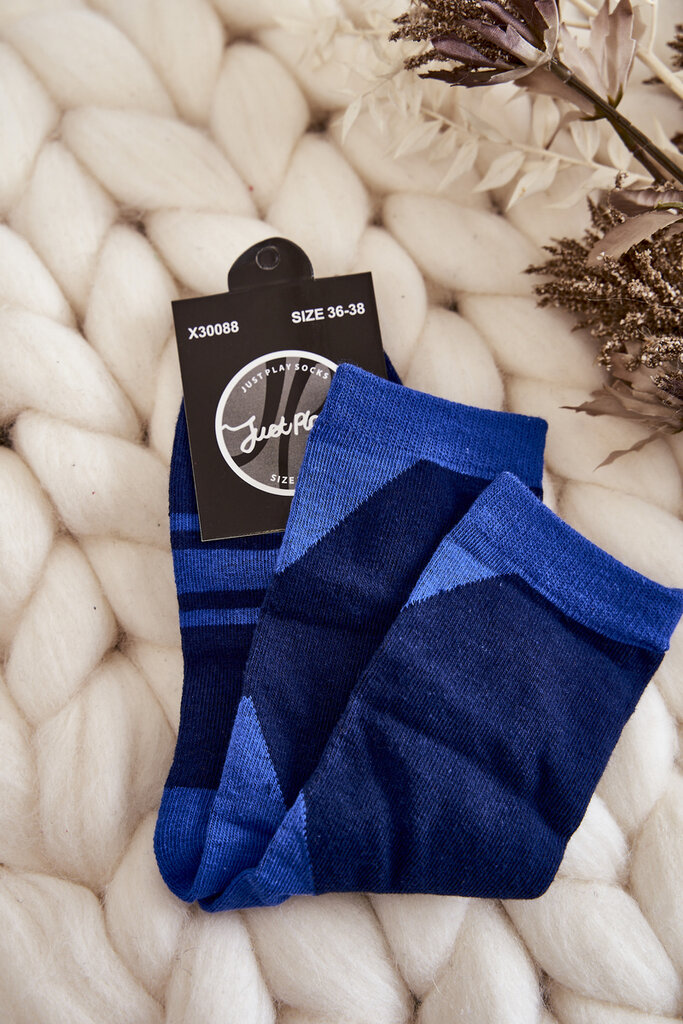 Moteriškos dviejų spalvų kojinės su juostelėmis Tamsiai mėlyna ir mėlyna 23120-144 цена и информация | Moteriškos kojinės | pigu.lt