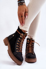 Black Suede Trapper Boots Alette 23299-21 цена и информация | Женские сапоги | pigu.lt