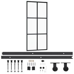 Stumdomos durys su įrangos rinkiniu, 90x205cm, ESG ir aliuminis kaina ir informacija | Vidaus durys | pigu.lt