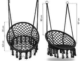 Pakabinama sodo sūpynė / kėdė, juoda kaina ir informacija | Hamakai | pigu.lt
