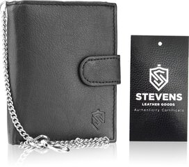 Vyriška piniginė Stevens su grandine, juoda kaina ir informacija | Vyriškos piniginės, kortelių dėklai | pigu.lt