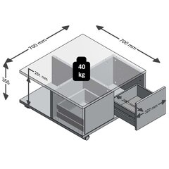 Kilnojamas kavos staliukas, betono ir blizgi balta, 70x70x35,5cm kaina ir informacija | Kavos staliukai | pigu.lt