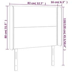 Galvūgalis su led, tamsiai pilkas, 83x16x118/128cm, aksomas kaina ir informacija | Lovos | pigu.lt