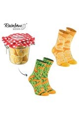 Rainbow Socks Lemons Carrots Peas In A Jar 2 Pairs 23579-250 цена и информация | Женские носки | pigu.lt