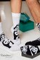 Vaivorykštės kojinės su gyvūnų motyvais Zebra Panda juoda ir balta 2 poros 23605-250 цена и информация | Moteriškos kojinės | pigu.lt