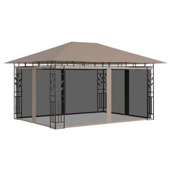 Pavėsinė su tinkleliu nuo uodų, rudos spalvos, 4x3x2,73m цена и информация | Беседки, навесы, тенты | pigu.lt