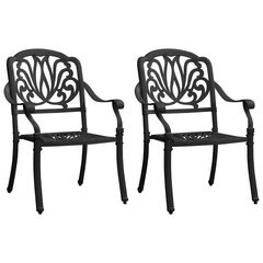 Sodo kėdės, 2vnt., juodos spalvos, lietas aliuminis kaina ir informacija | Lauko kėdės, foteliai, pufai | pigu.lt