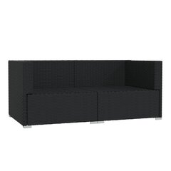 Dvivietė sofa su pagalvėlėmis, juodos spalvos цена и информация | Садовые стулья, кресла, пуфы | pigu.lt