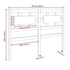 Lovos galvūgalis, juodas, 205,5x4x100cm, pušies masyvas kaina ir informacija | Lovos | pigu.lt