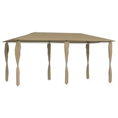 Pavėsinė su stulpų uždangalais, taupe, 3x6x2,6m, 160g/m² kaina ir informacija | Pavėsinės | pigu.lt