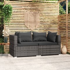 Dvivietė sofa su pagalvėlėmis, pilka цена и информация | Садовые стулья, кресла, пуфы | pigu.lt