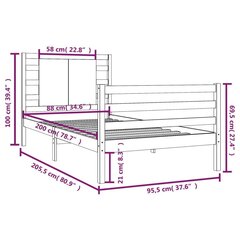 Каркас кровати, 90x200 см, коричневый цена и информация | Кровати | pigu.lt