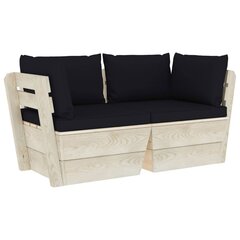 Dvivietė sodo sofa iš palečių su pagalvėlėmis цена и информация | Садовые стулья, кресла, пуфы | pigu.lt