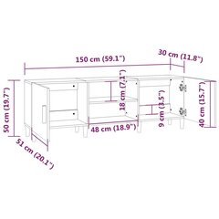 Televizoriaus spintelė, betono pilka, 150x30x50cm, mediena цена и информация | Тумбы под телевизор | pigu.lt