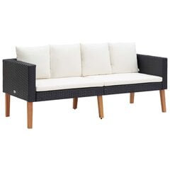 Dvivietė sodo sofa su pagalvėlėmis, juodos spalvos цена и информация | Садовые стулья, кресла, пуфы | pigu.lt