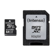 Карта памяти Intenso micro SD UHS-I 64GB CL10 цена и информация | Карты памяти для телефонов | pigu.lt