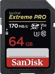 SanDisk Extreme Pro SDXC UHS-I 64 GB цена и информация | Карты памяти для фотоаппаратов, камер | pigu.lt