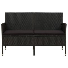 Trivietė sodo sofa su pagalvėlėmis, juodos spalvos, poliratanas цена и информация | Садовые стулья, кресла, пуфы | pigu.lt