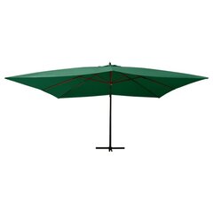 Saulės skėtis su mediniu stulpu, 400x300 cm, žalias цена и информация | Зонты, маркизы, стойки | pigu.lt