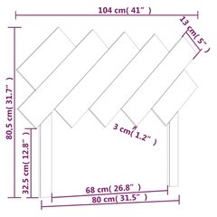 Lovos galvūgalis, Pušies medienos masyvas, 104x3x80,5cm, balta kaina ir informacija | Lovos | pigu.lt