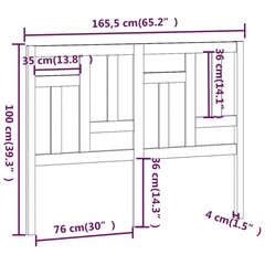 Lovos galvūgalis, juodas, 165,5x4x100cm, pušies masyvas kaina ir informacija | Lovos | pigu.lt