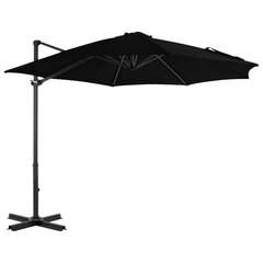 Gembinis skėtis su aliuminio stulpu, 300 cm, juodas цена и информация | Зонты, маркизы, стойки | pigu.lt