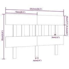 Lovos galvūgalis, baltas, 143,5x3x81cm, pušies medienos masyvas kaina ir informacija | Lovos | pigu.lt