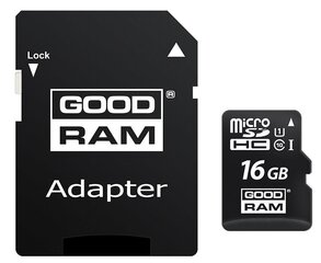 Goodram MicroSD 16GB Class 10/UHS 1 + Adapter SD цена и информация | Карты памяти для телефонов | pigu.lt