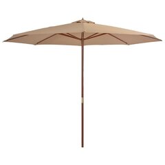Lauko skėtis su mediniu stulpu, 350 cm, rudas цена и информация | Зонты, маркизы, стойки | pigu.lt