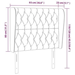 Galvūgalis su auselėmis, rožinis, 93x23x118/128cm, aksomas kaina ir informacija | Lovos | pigu.lt