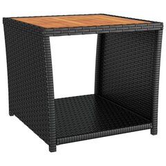 Staliukas su mediniu stalviršiu, juodas kaina ir informacija | Lauko stalai, staliukai | pigu.lt