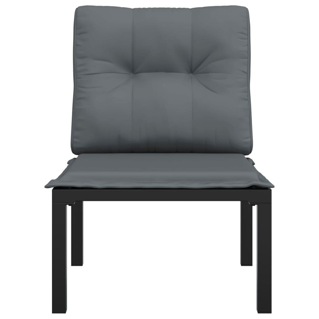 Sodo kėdė su pagalvėlėmis, juoda ir pilka, poliratanas цена и информация | Lauko kėdės, foteliai, pufai | pigu.lt