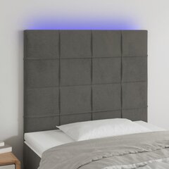 Galvūgalis su led, tamsiai pilkas, 90x5x118/128cm, aksomas kaina ir informacija | Lovos | pigu.lt